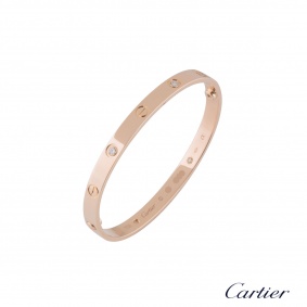 Cartier Rose Gold Half Diamond Love Bracelet Size 19 B6036019